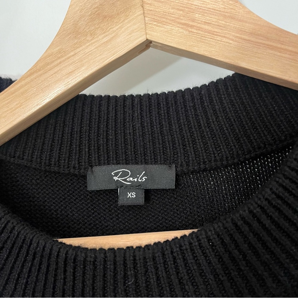 Rails Allegra Metallic Stripe Sweater XS Black Cotton Cashmere Puff Sleeve - Picture 5 of 6